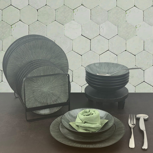 Pop - Servicio de 18 piezas - Gres - Gris claro