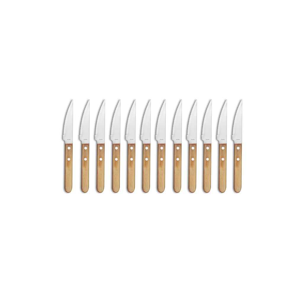 Steak Pizza - Set of 12 Jumbo Pizza Knives - Wood