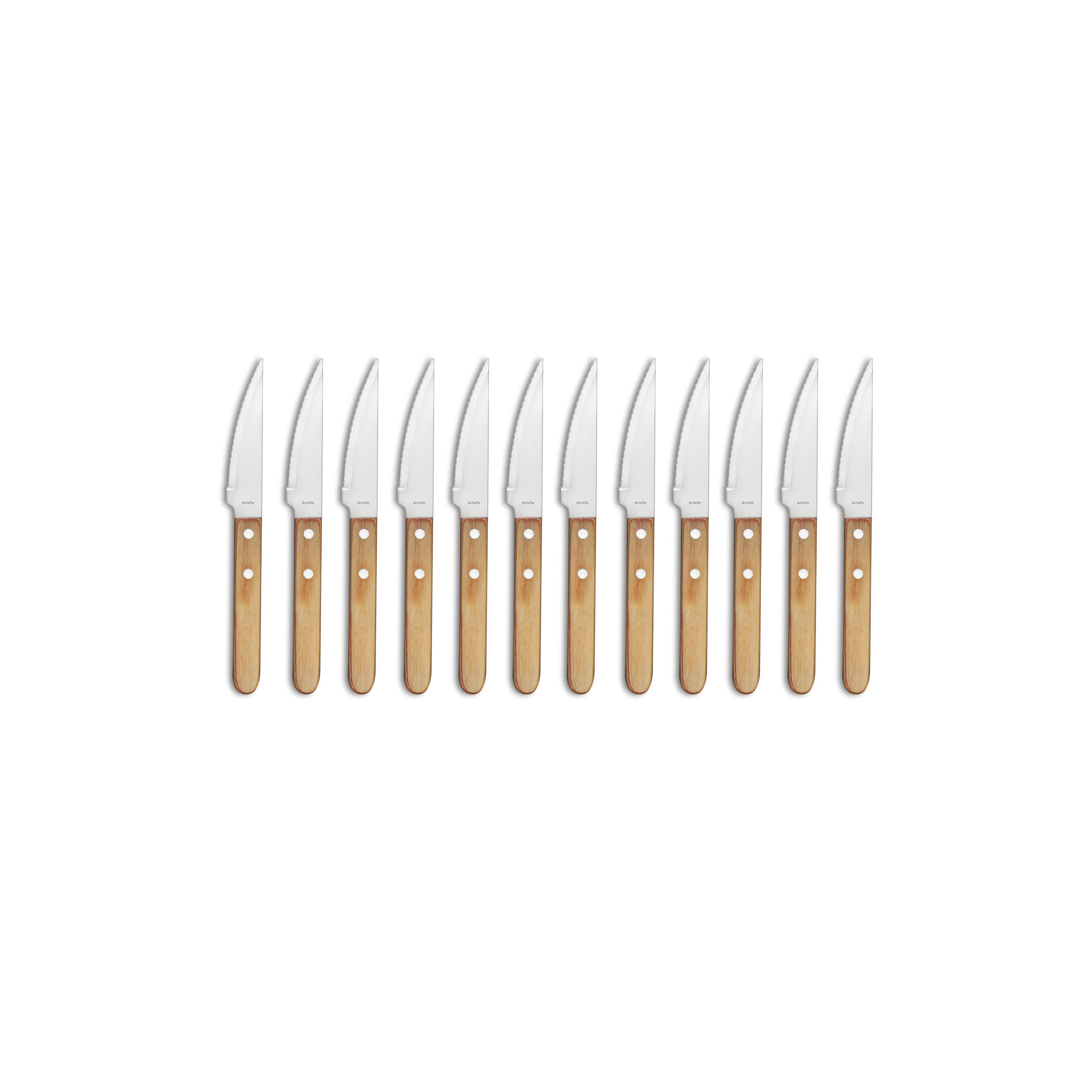 Steak Pizza - Set of 12 Jumbo Pizza Knives - Wood