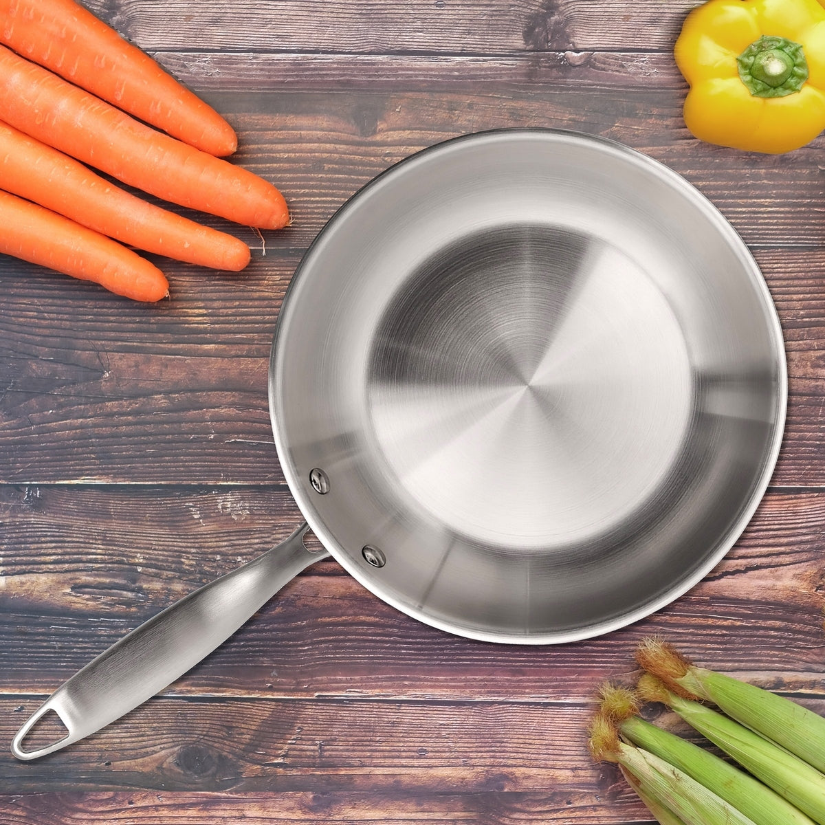 Gourmet - Lot De 2 Poêles Inox 24/28cm + 1 Pierre D'Argent Citron 300g (Entretien De L'Inox)