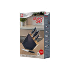 Grand Chef - 5-Piece Kitchen Knife Block - Black and Wood