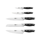 Grand Chef - 5-Piece Kitchen Knife Block - Black and Wood