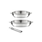 Eclipse - Lot De 2 Poêles 24-28Cm Finition Miroir + Poignée Amovible - Inox