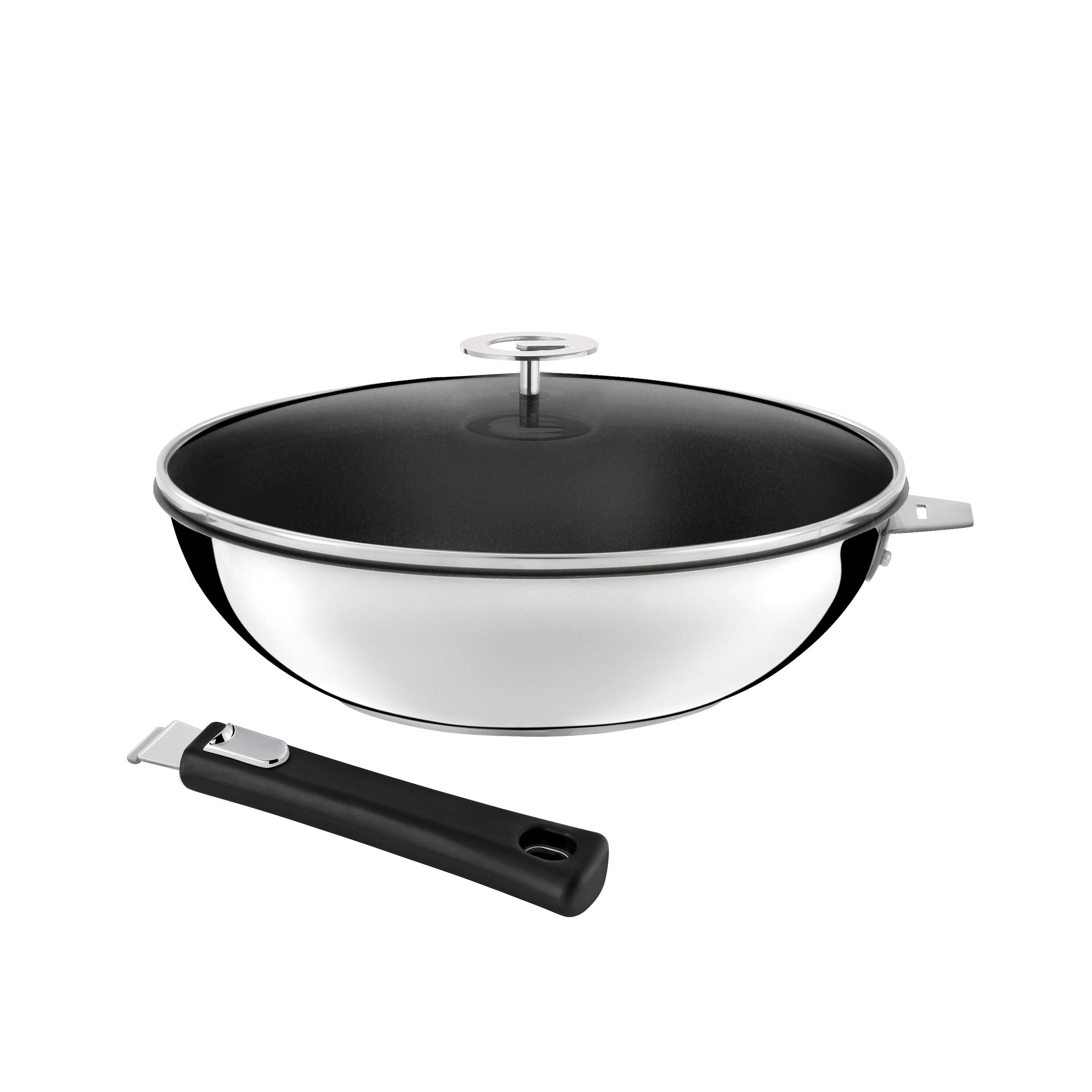 Malice - Wok 28 Cm - Revêtement Céramique, Couvercle Et Poignée - Noir