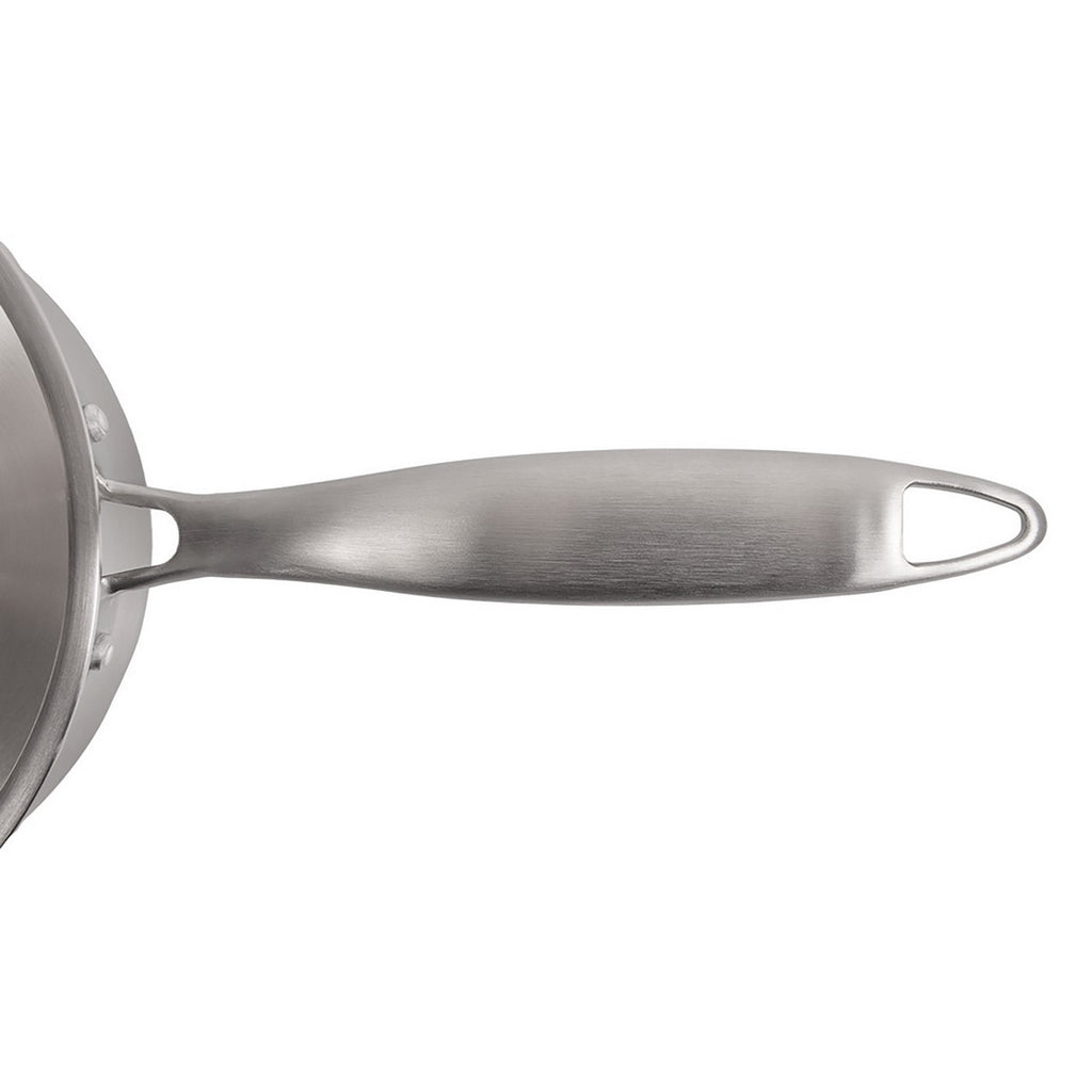 Gourmet - Lote de 1 sartén de acero inoxidable de 28 cm + 1 salteadora de acero inoxidable de 24 cm + 1 piedra de Plata Limón de 300 g (mantenimiento del acero inoxidable)