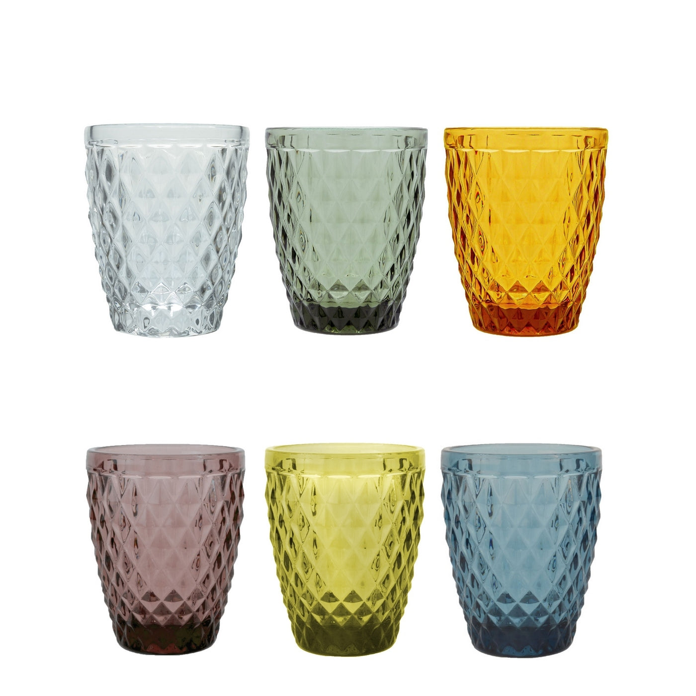 Blue Strass - Juego de 6 Vasos 22 Cl - Vidrio Prensado - Azul