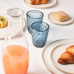 Strass - Lot De 6 Gobelets 22 Cl - Verre Pressé - Bleu