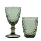 Smoked Rhinestones - Set of 6 22 Cl Tumblers - Pressed Glass - Gray