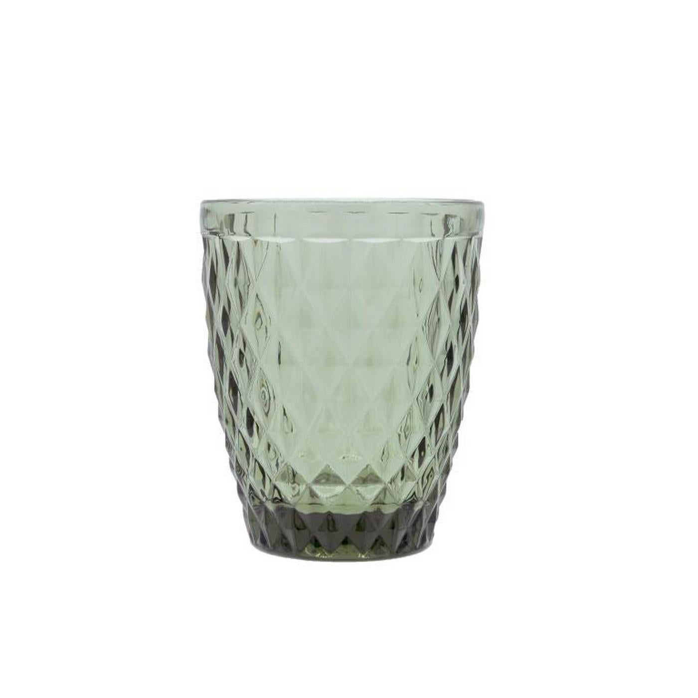 Smoked Rhinestones - Set of 6 22 Cl Tumblers - Pressed Glass - Gray