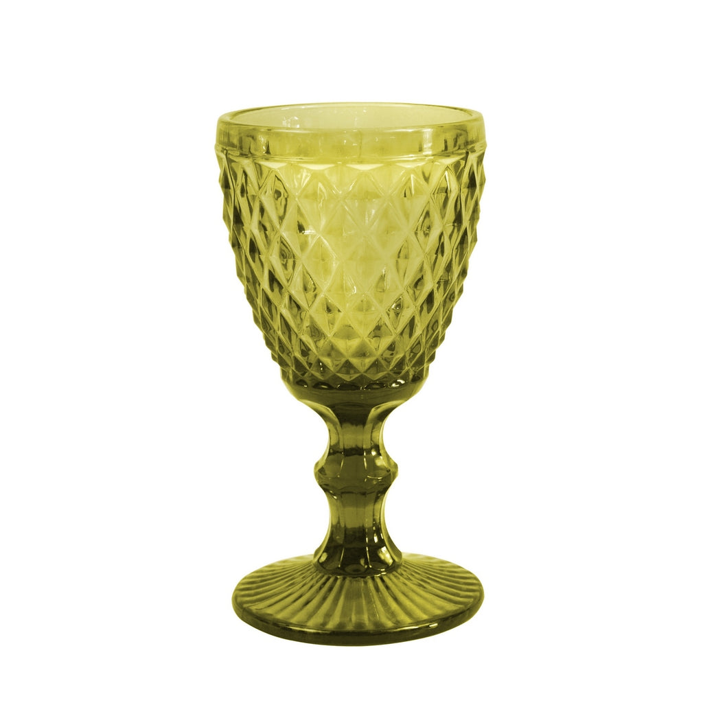 Strass Vert - Lot De 6 Verres À Pied 20 Cl - Verre Pressé - Vert