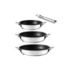Eclipse - Lot De 3 Poêles 20-24-28Cm Revêtement Céramique Et Poignée Amovible - Inox
