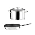 Elysée - 1 Faitout Inox 24cm + Couvercle + 1 Poêle 28cm Revêtement Céramique