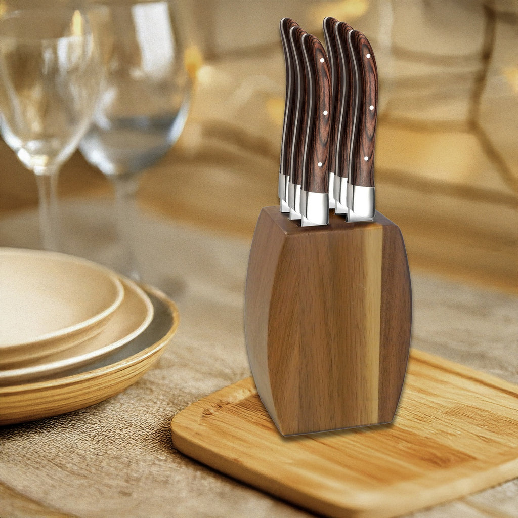 Royal Madera - Bloque de 6 cuchillos de carne - Madera