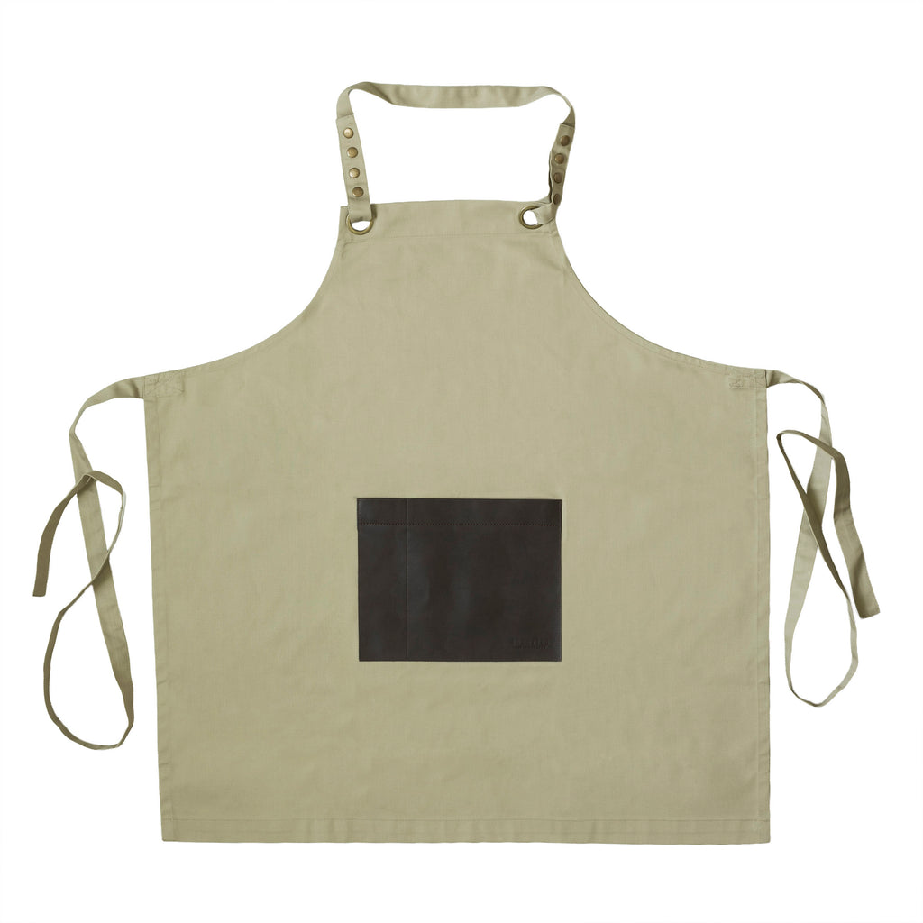 Honoré - Delantal Tela y Cuero - Beige