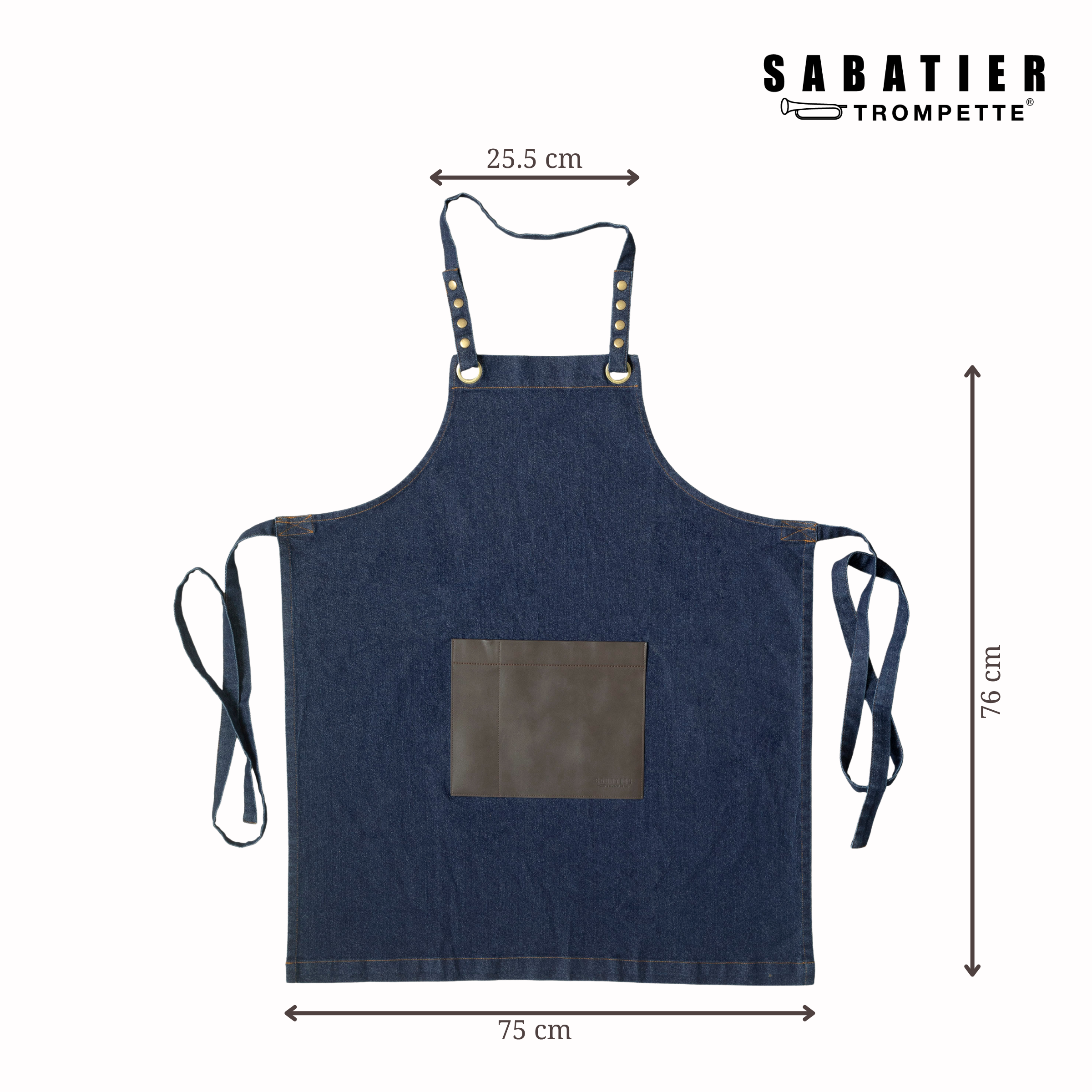 Honoré - Tablier Tissu Et Cuir - Denim