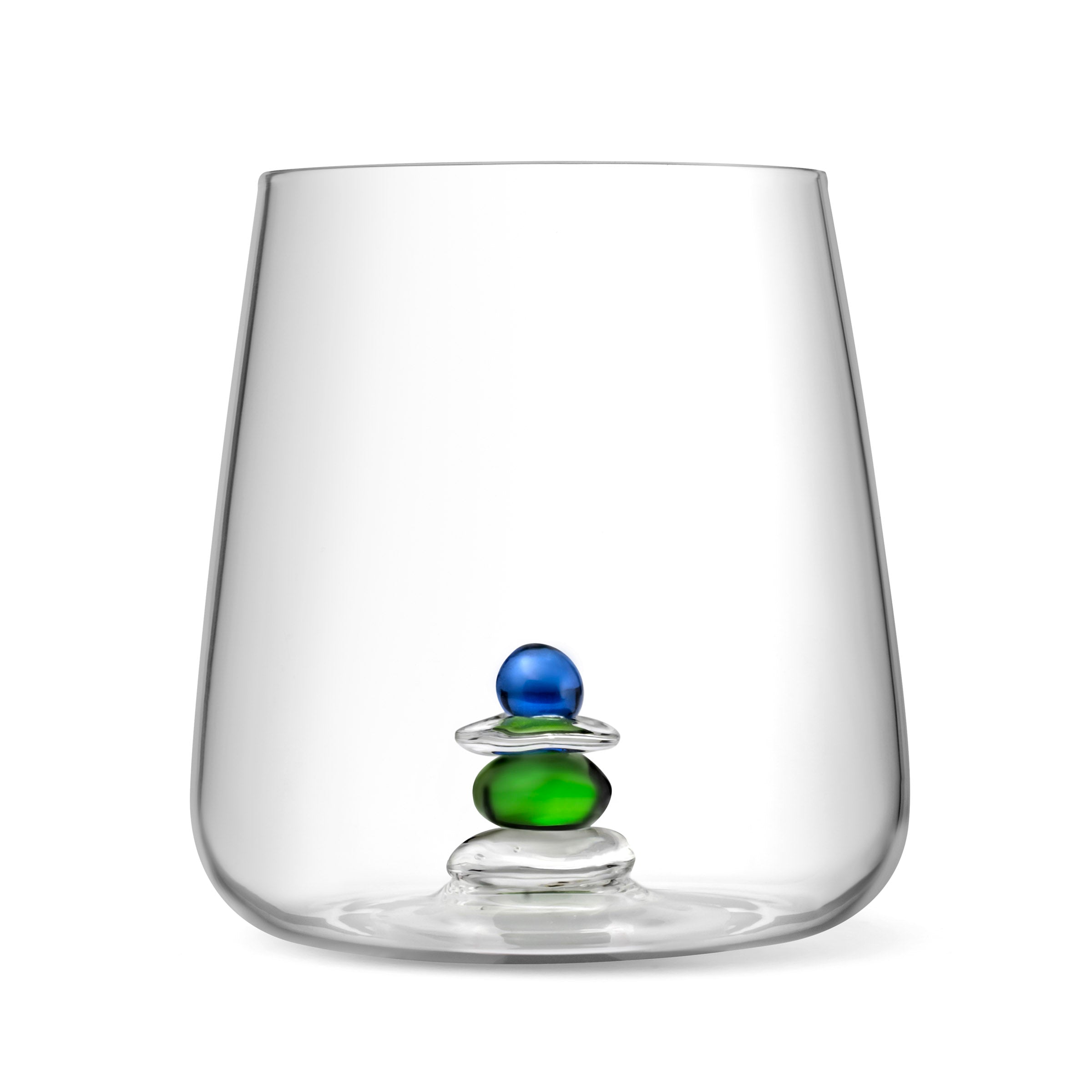 Cairn - Juego de 4 copas surtidas - Vidrio soplado - Azul y verde