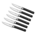 Kasaro - Set of 6 Steak Knives - Molybdenum-Vanadium Steel X50Crmov15 - Black