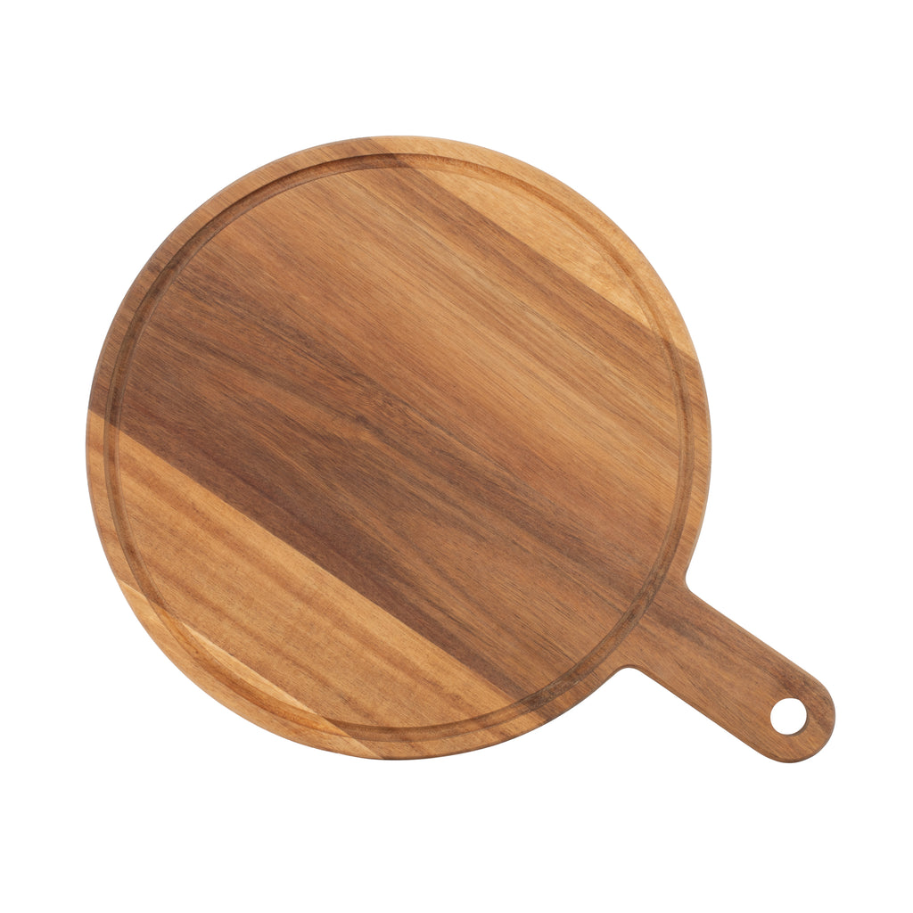 Fiorenza - Planche À Pizza Ronde 33 Cm Avec Rigole Et Poignée - Bois