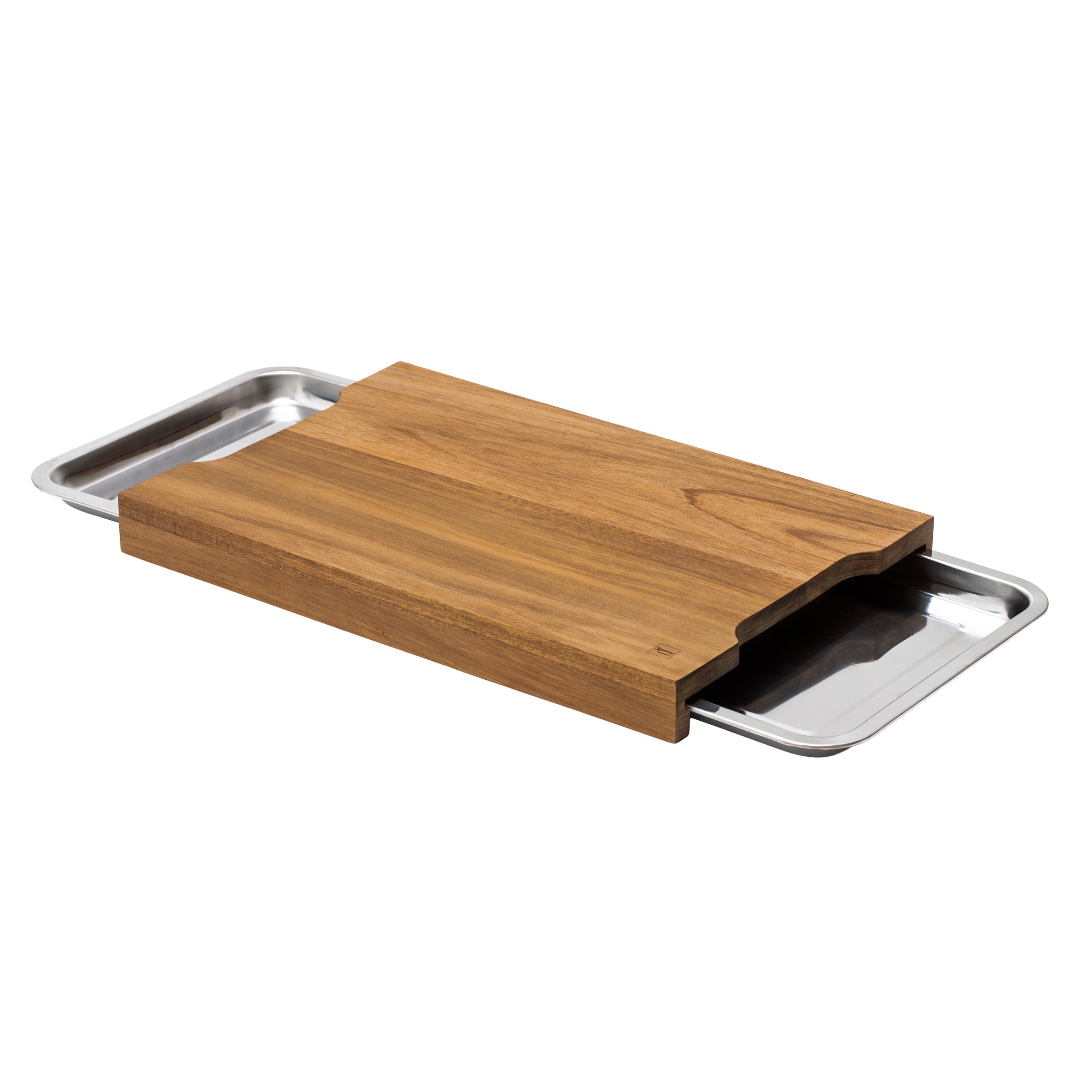 Léonie - Tabla de Cortar Rectangular con 2 Cajones - Madera