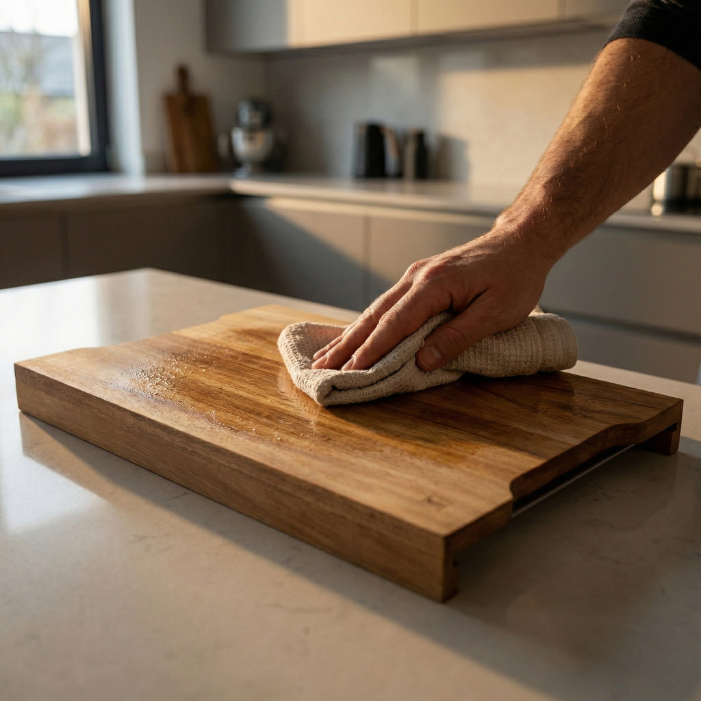 Léonie - Tabla de Cortar Rectangular con 2 Cajones - Madera