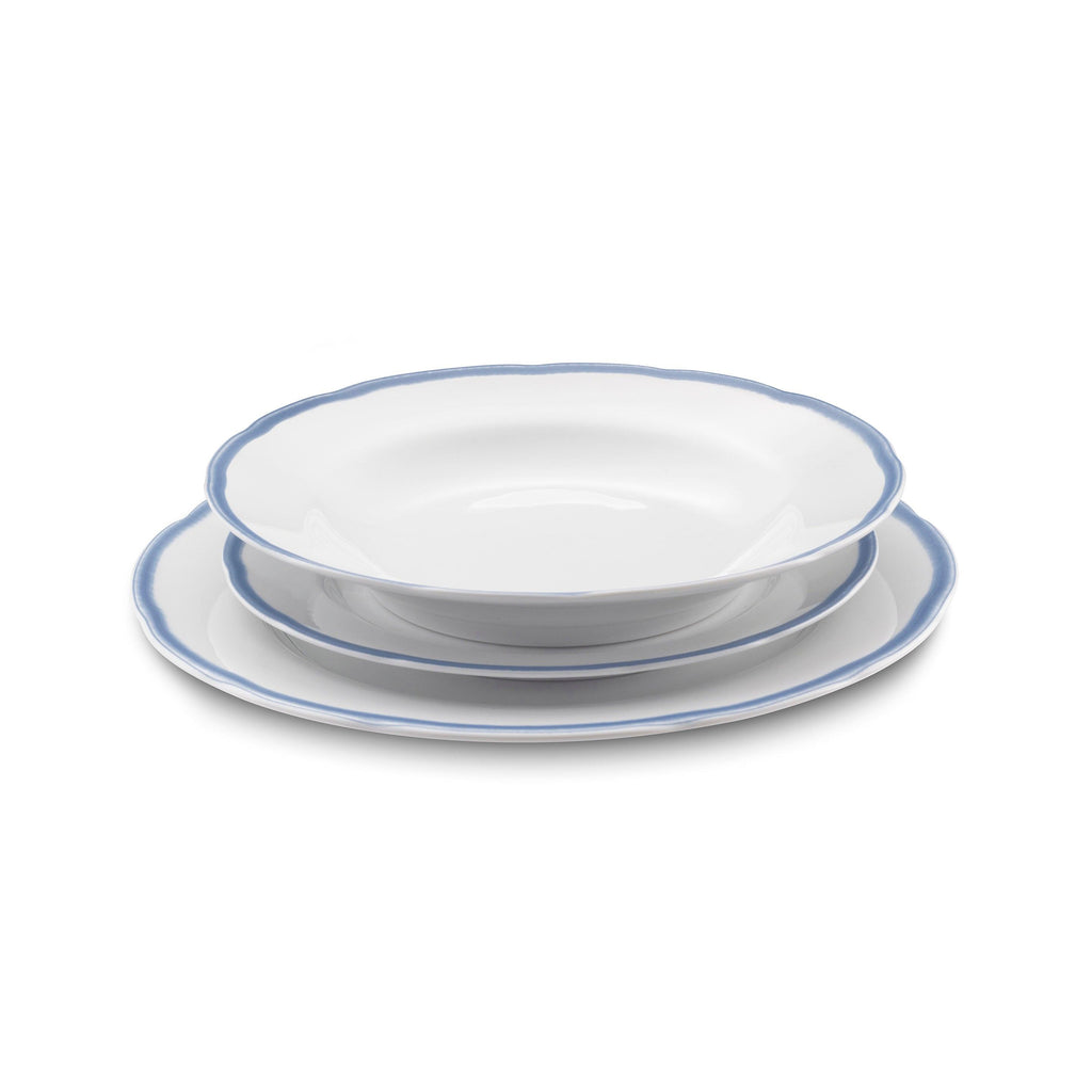 Scala Bleu - 18 Piece Service - Procelaine - White/Blue