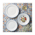 Scala Bleu - 18 Piece Service - Procelaine - White/Blue