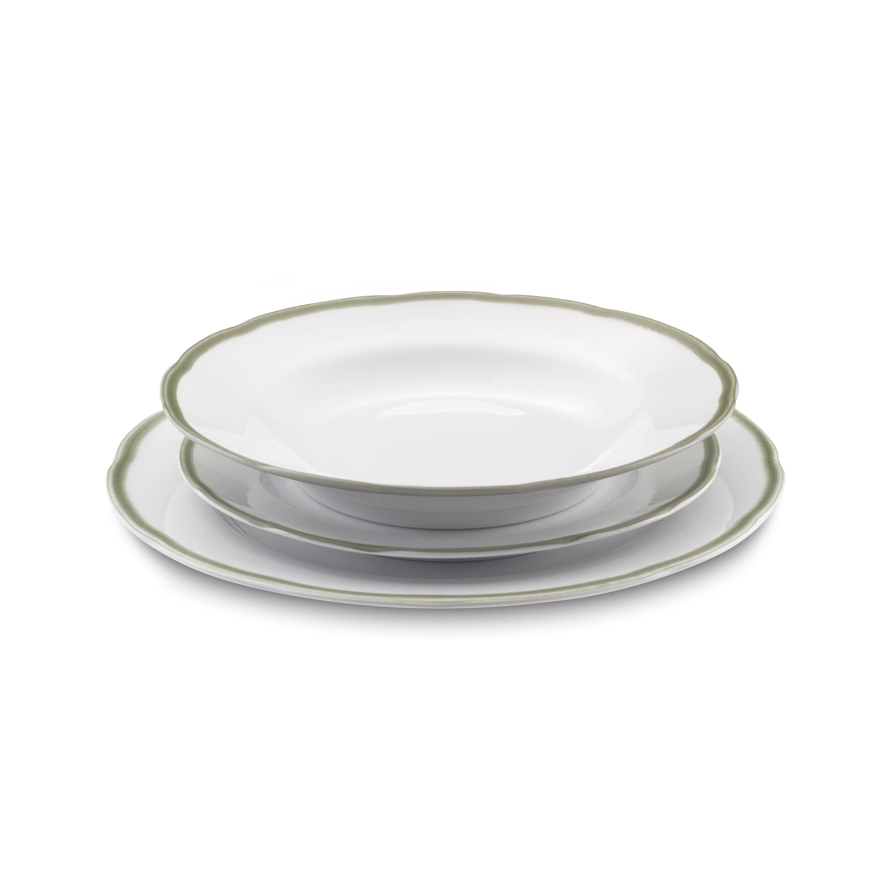 Scala Vert - Service 18 Pièces - Porcelaine - Blanc/Vert