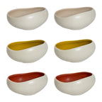 Kyma - 6 Coupelles 14cm  - Porcelaine - Lin Alpilles/Jaune Argan/Rouge Cade