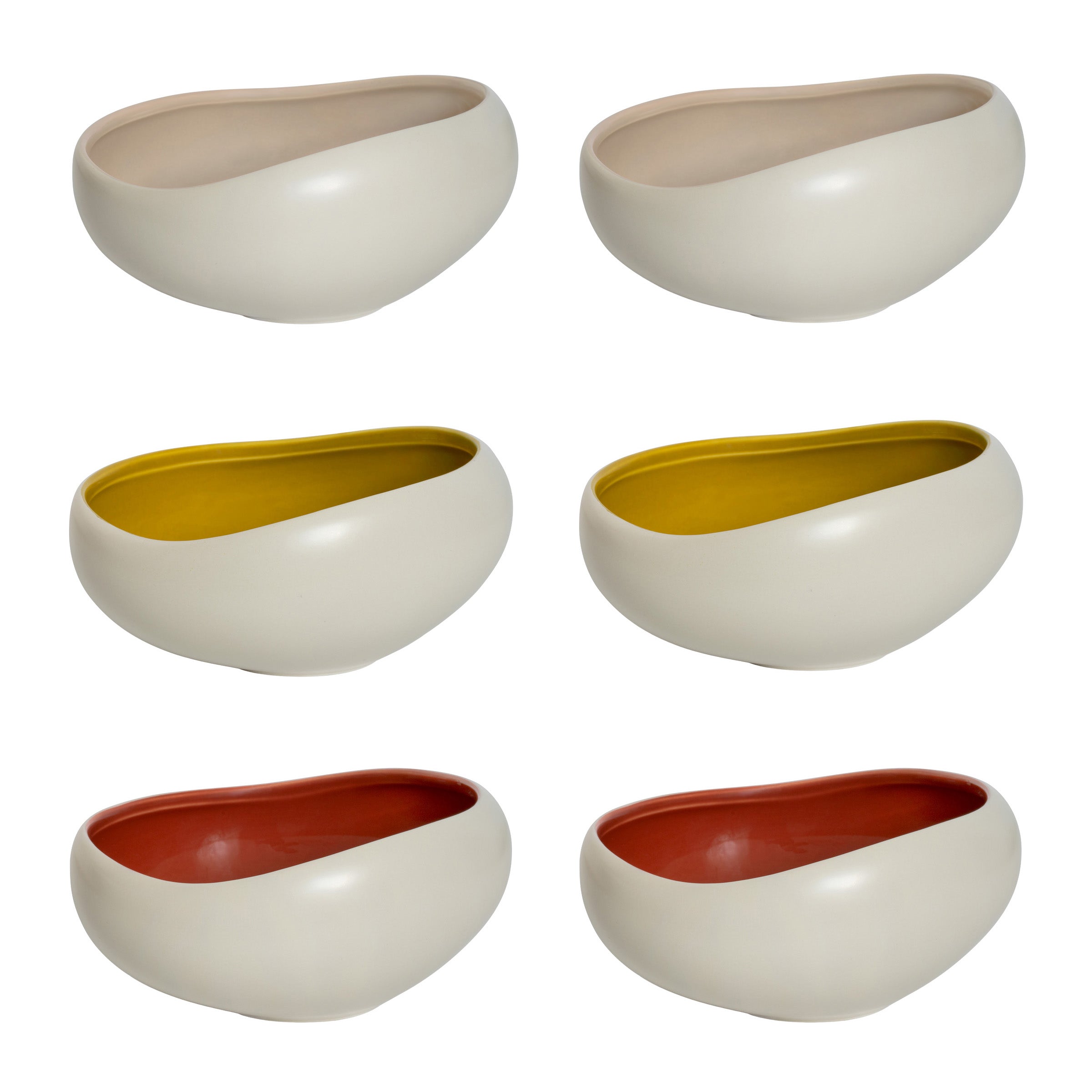 Kyma - 6 Coupelles 14cm  - Porcelaine - Lin Alpilles/Jaune Argan/Rouge Cade