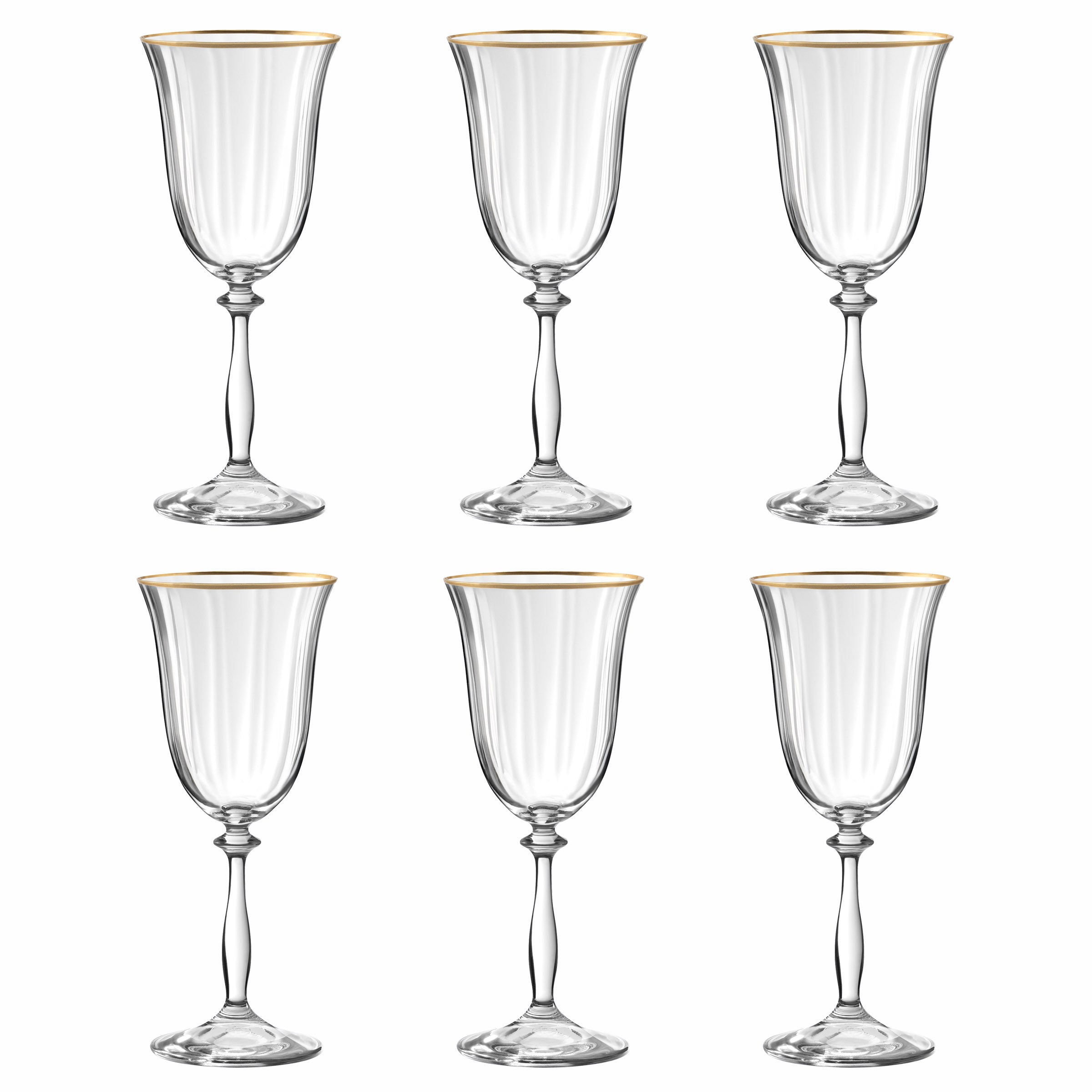 Altesse - Set of 6 Stemmed Glasses 35Cl - Crystalline - Translucent/Gold Rim