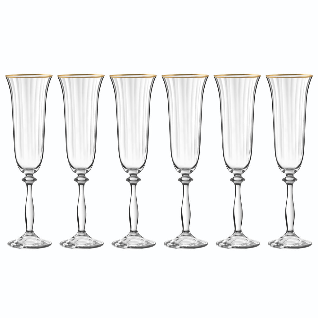 Altesse - Lot De 6 Flûtes À Champagne 19Cl - Cristallin - Translucide/Bordure Dorée