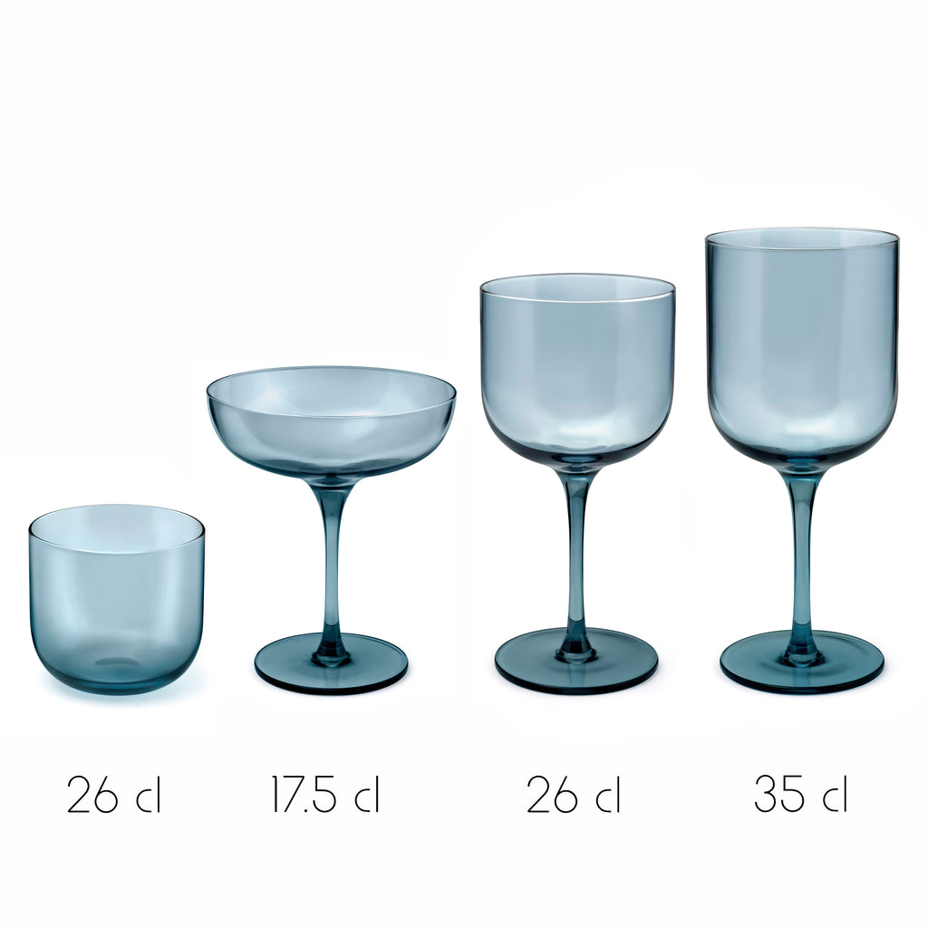 Eyden - Juego de 4 vasos de pie 35 cl - Vidrio soplado - Azul
