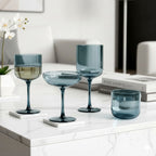 Eyden - Lot De 4 Verres À Pied 26 Cl - Verre Soufflé Bouche - Bleu