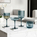 Eyden - Lot De 4 Coupes À Champagne 17 Cl - Verre Soufflé Bouche - Bleu