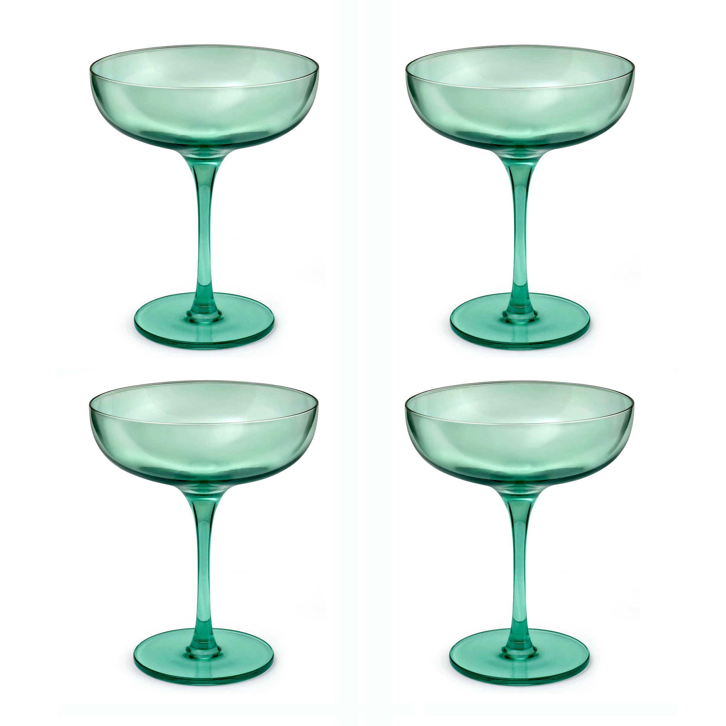 Eyden - Juego de 4 copas de champán 17 cl - Vidrio soplado - Verde