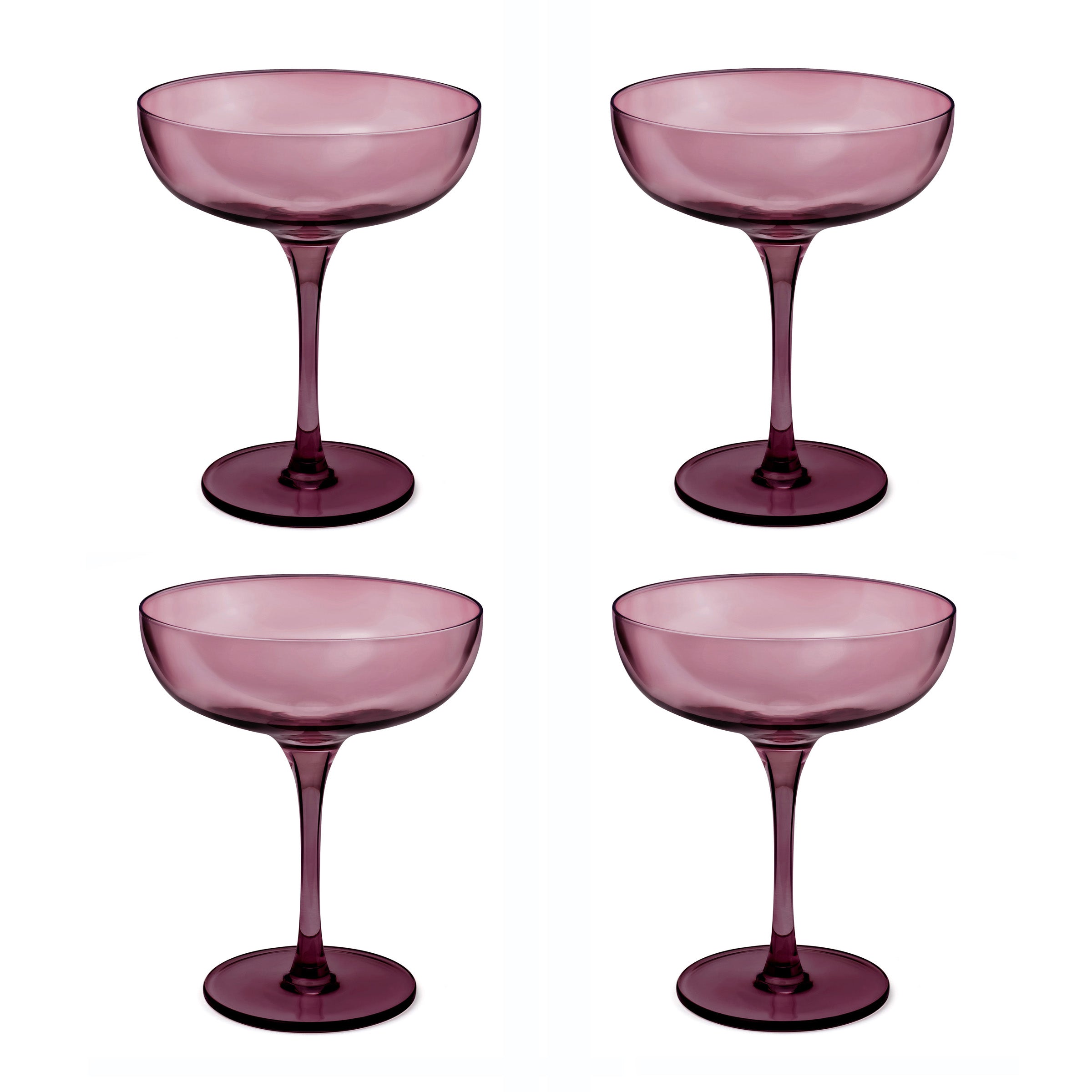 Eyden - Lot De 4 Coupes À Champagne 17 Cl - Verre Soufflé Bouche - Rose