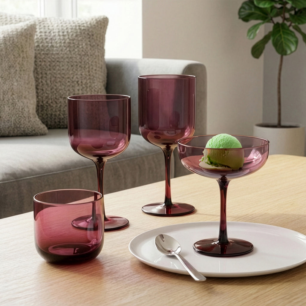 Eyden - Lot De 4 Coupes À Champagne 17 Cl - Verre Soufflé Bouche - Rose