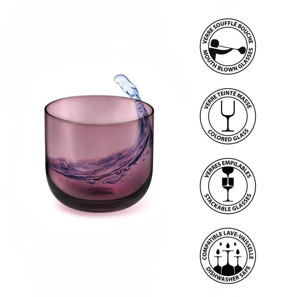 Eyden - Set of 4 26 Cl Tumblers - Mouth Blown Glass - Pink
