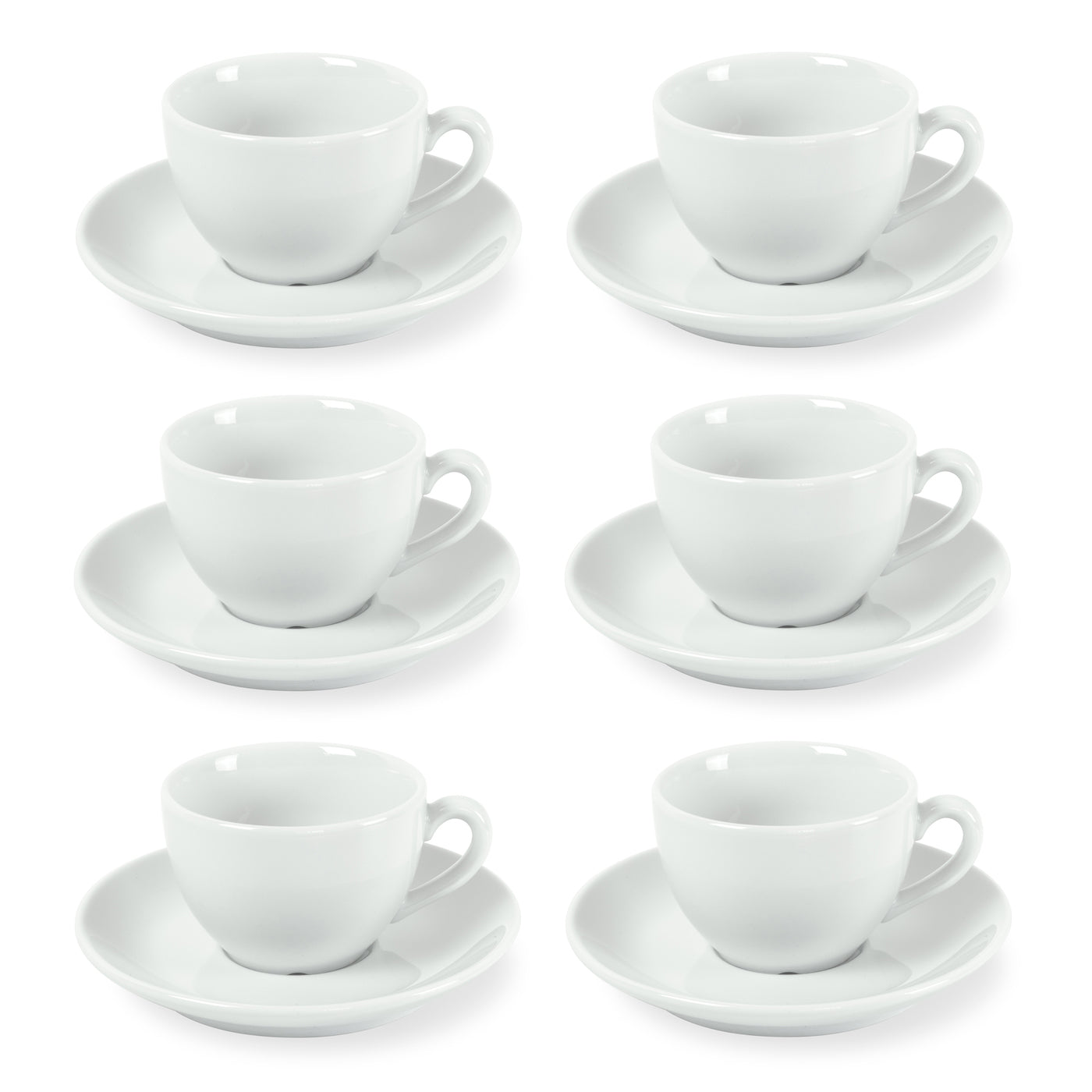 Como - 6 Coffee Cups and Saucers - Porcelain - White
