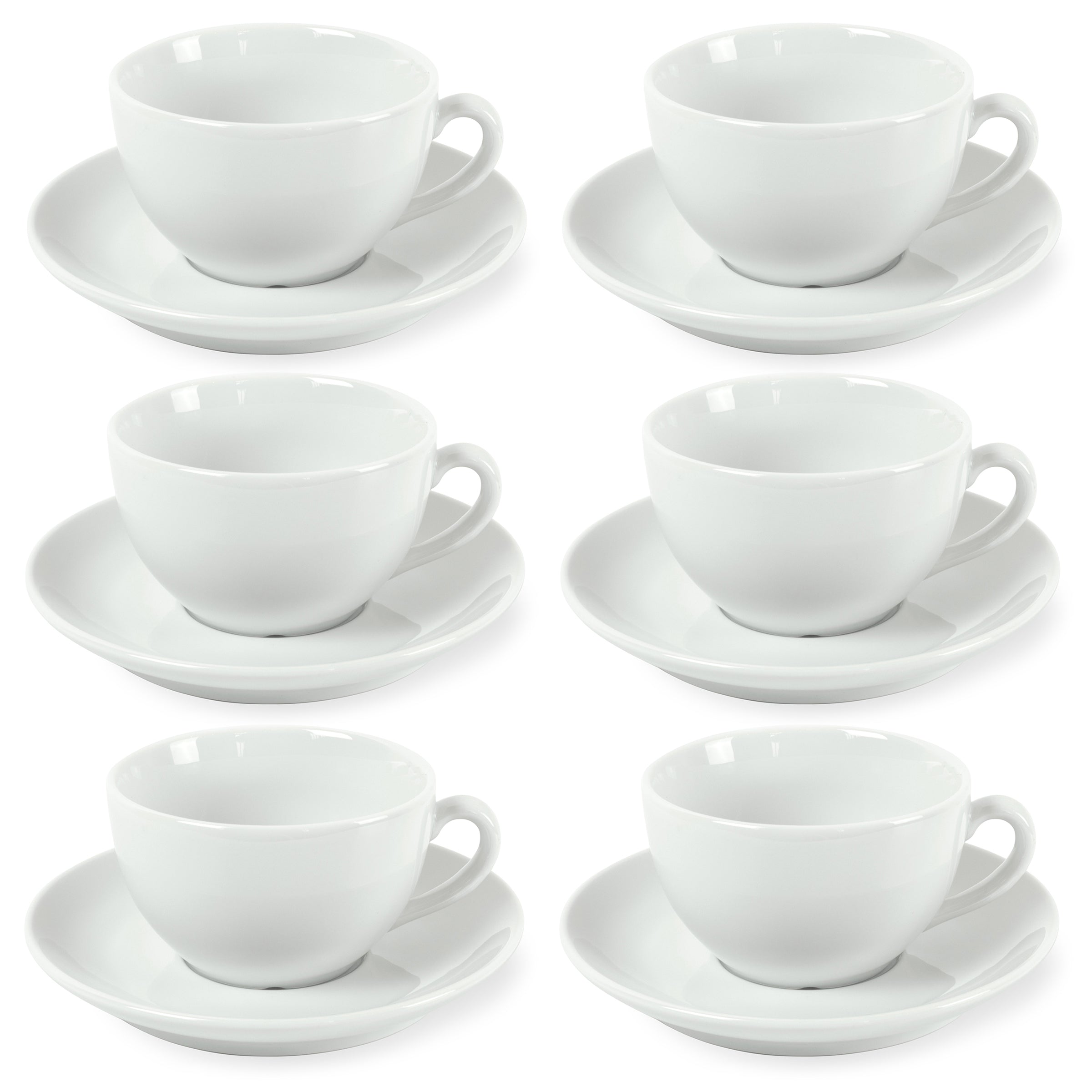 Como - 6 Tea Cups And Saucers - Porcelain - White