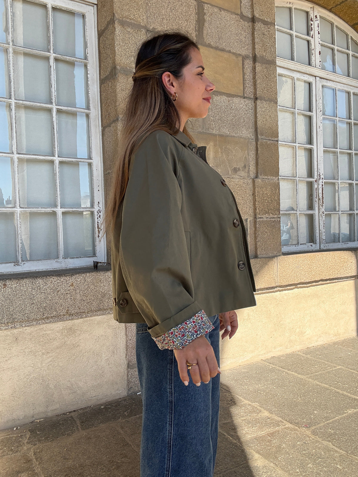 Chaqueta trench Edith de algodón Liberty caqui