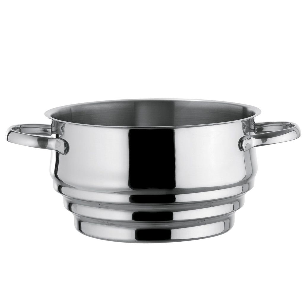 Elysée - 1 cacerola de acero inoxidable de 24 cm + tapa + 1 accesorio de cocción al vapor universal