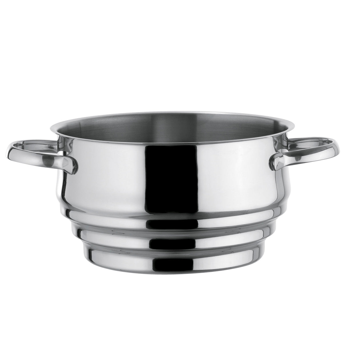 Elysée - 1 cacerola de acero inoxidable de 24 cm + tapa + 1 accesorio de cocción al vapor universal