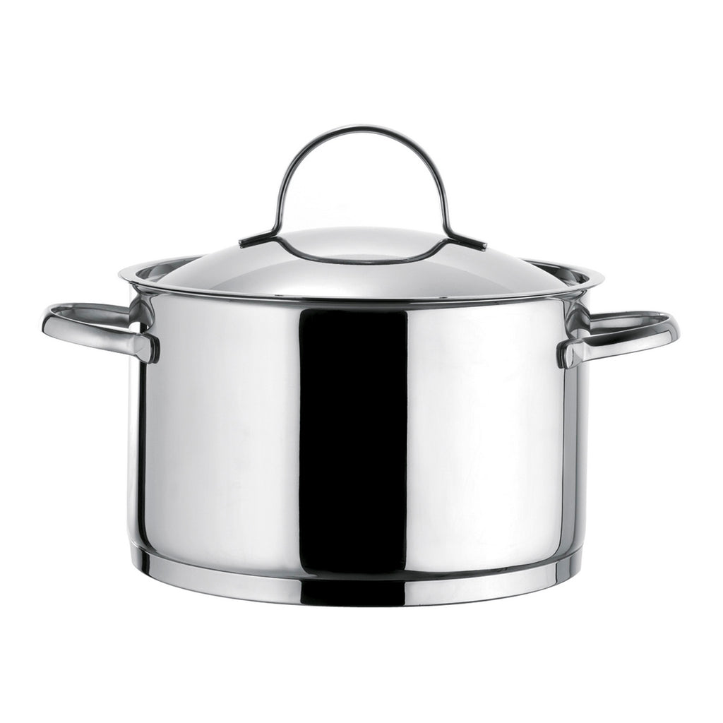 Elysée - 1 cacerola de acero inoxidable de 24 cm + tapa + 1 accesorio de cocción al vapor universal