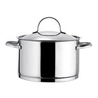 Elysée - 1 cacerola de acero inoxidable de 24 cm + tapa + 1 accesorio de cocción al vapor universal