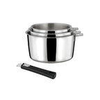 Malice - Set of 3 Saucepans with Black Handle - 16/18/20cm - Stainless Steel