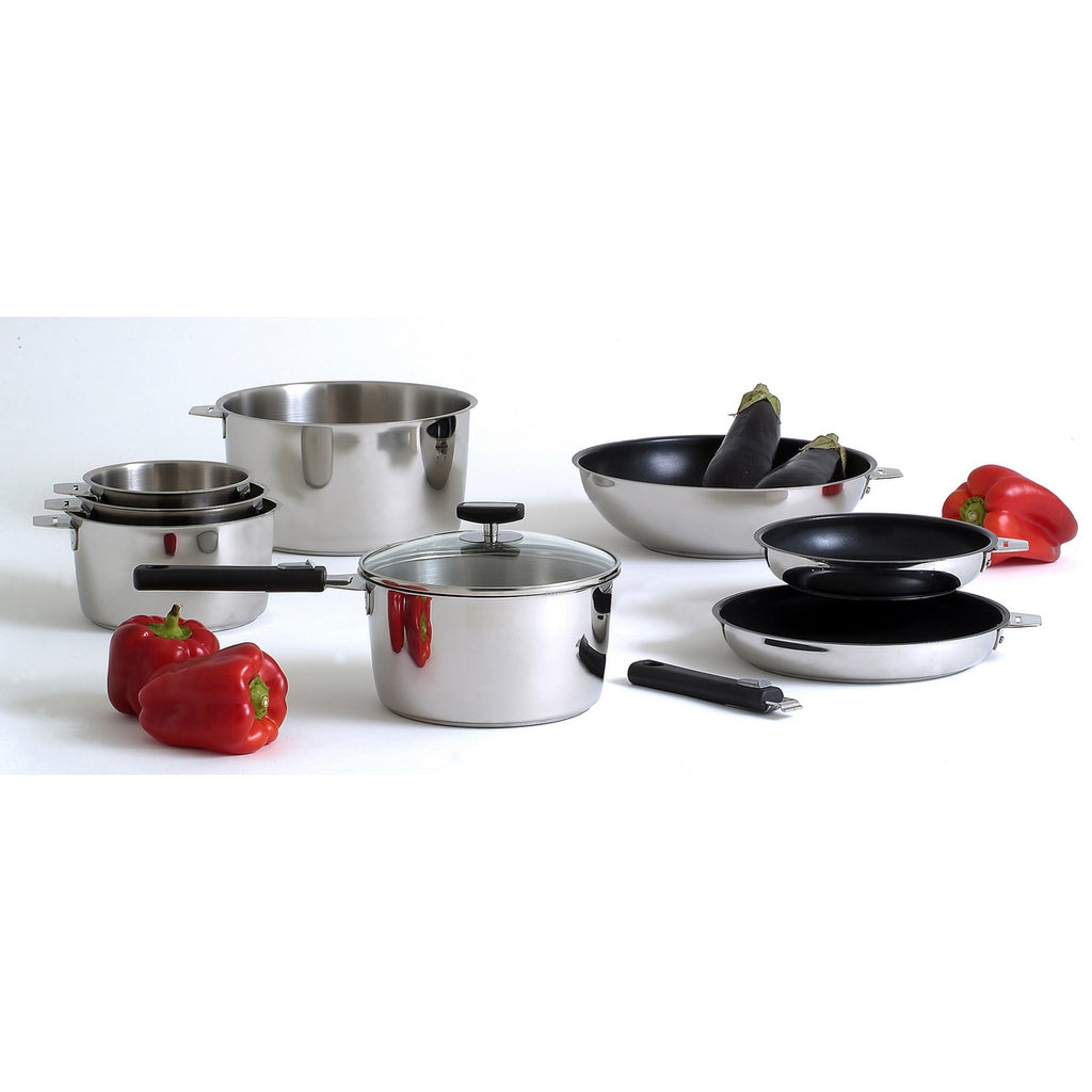 Malice - Set of 3 Saucepans with Black Handle - 16/18/20cm - Stainless Steel