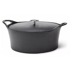Volcan - Cocotte Ovale - Fonte De Fer Avec Couvercle - 2 Tailles - Noir