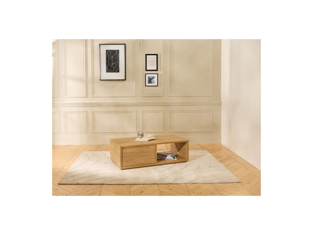 Ferret - Mesa de centro con cajón - Efecto listones de madera