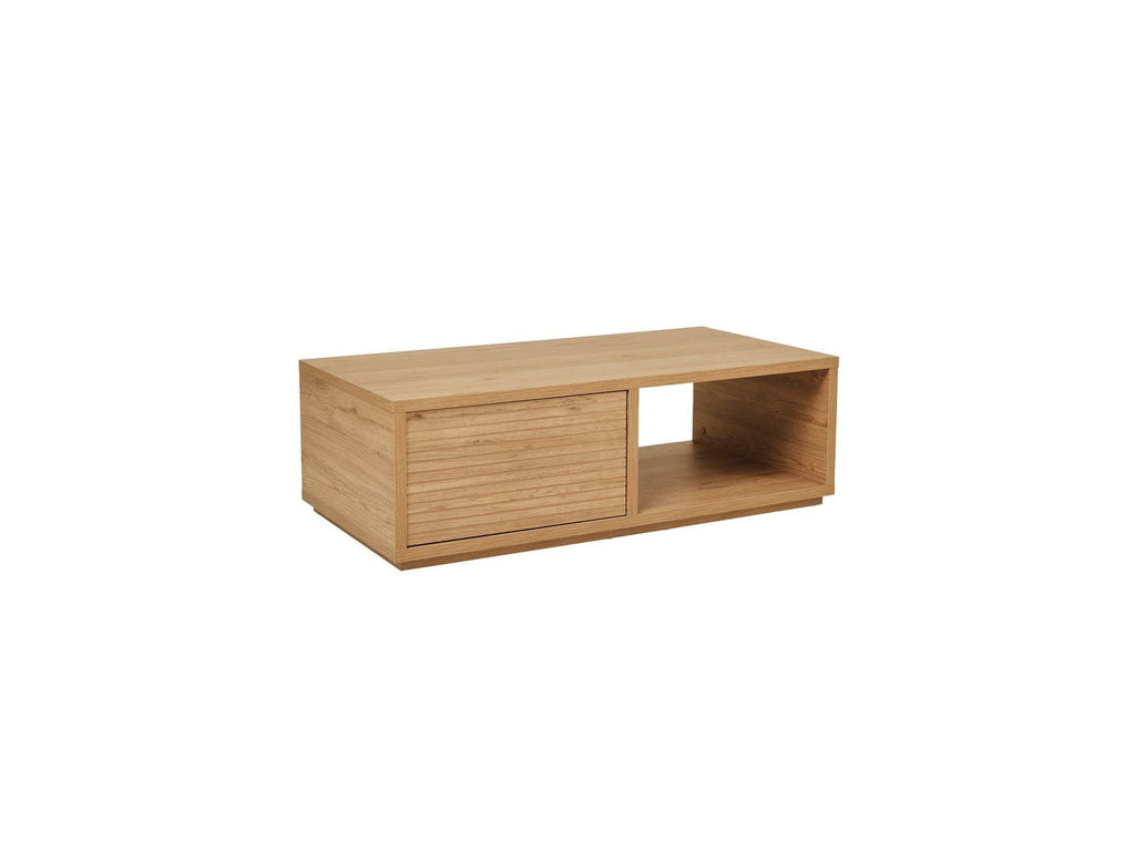 Ferret - Mesa de centro con cajón - Efecto listones de madera